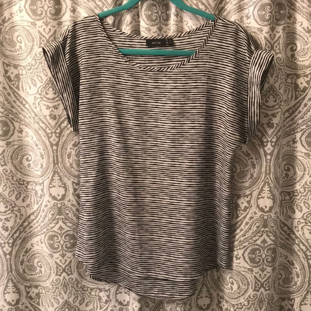 Black and white striped dressy top